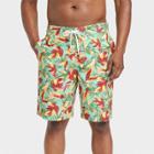 Men's 9 Leaf Print E-board Swim Shorts - Goodfellow & Co Green/red