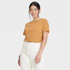 Women's Short Sleeve Casual Fit T-shirt - A New Day Brown