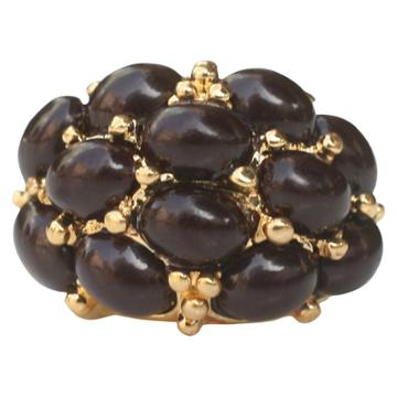 Zirconite Cabochon Stone Ring Brown -