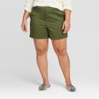 Women's Plus Size Twill Chino Shorts - A New Day Green