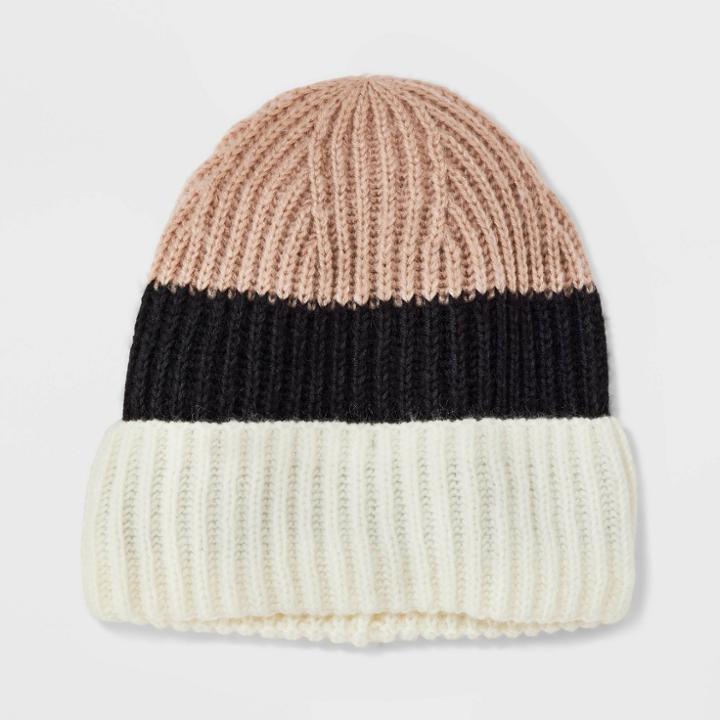Adult Colorblock Beanie - A New Day Neutral