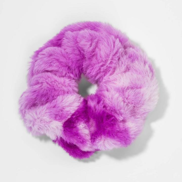 Girls' Tie-dye Fur Hair Elastic - Art Class Purple
