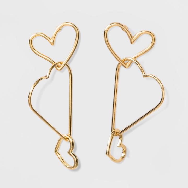 Triple Open Heart Drop Earrings - Wild Fable Gold