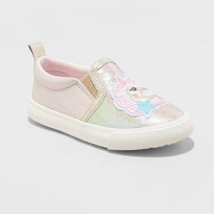 Toddler Girls' Gemmina Unicorn Patch Slip-on Sneakers - Cat & Jack Cream