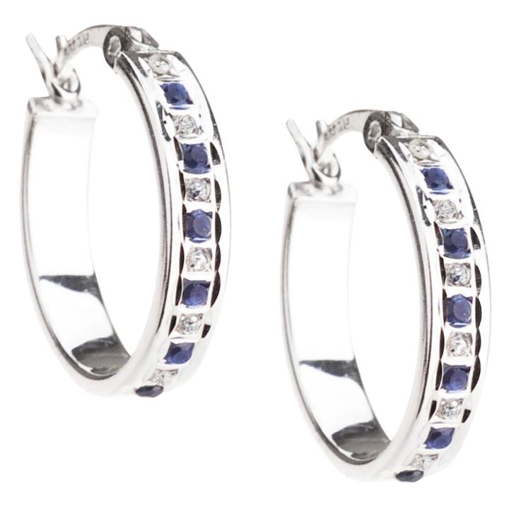 Target Platinum Over Sterling Silver Diamond & Sapphire Accent Oval Hoop Earrings - White
