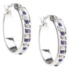 Target Platinum Over Sterling Silver Diamond & Sapphire Accent Oval Hoop Earrings - White