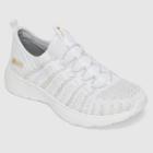 Women's S Sport By Skechers Zaylee Metallic Lace Up Athletic Shoes - White 8.5, Gold White