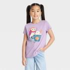 Girls' 'owl' Short Sleeve Graphic T-shirt - Cat & Jack Dusty Violet Xs, Dusty Purple