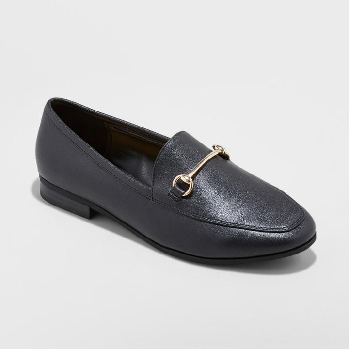 Women's Jelena Wide Width Loafer - A New Day Black 9.5w,