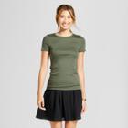 Women's Fitted Short Sleeve Crew T-shirt - A New Day Moss (green)