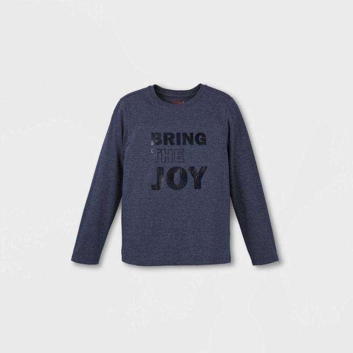 Boys' 'bring The Joy' Graphic Long Sleeve T-shirt - Cat & Jack Navy