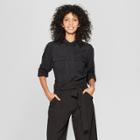 Women's Long Sleeve Utility Shirt - A New Day Black
