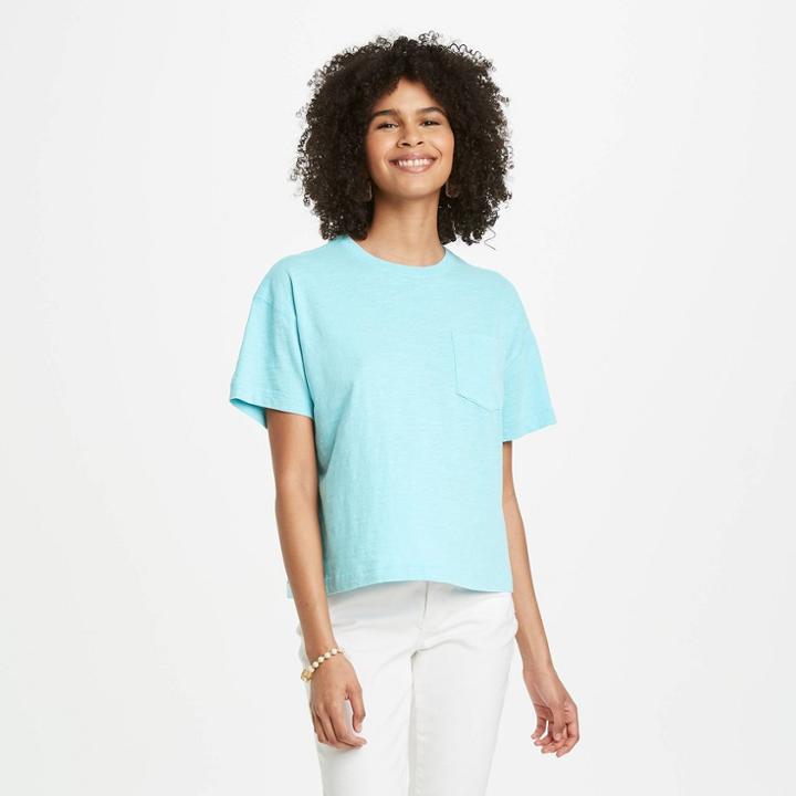 Women's Short Sleeve Boxy T-shirt - Universal Thread Turquoise