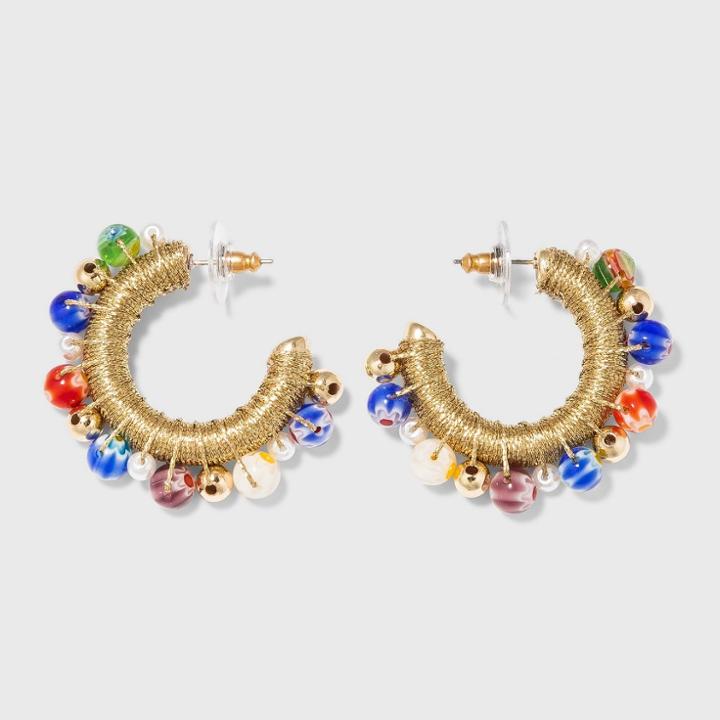 Sugarfix By Baublebar Mixed Media Metallic Hoop Earrings, Grey