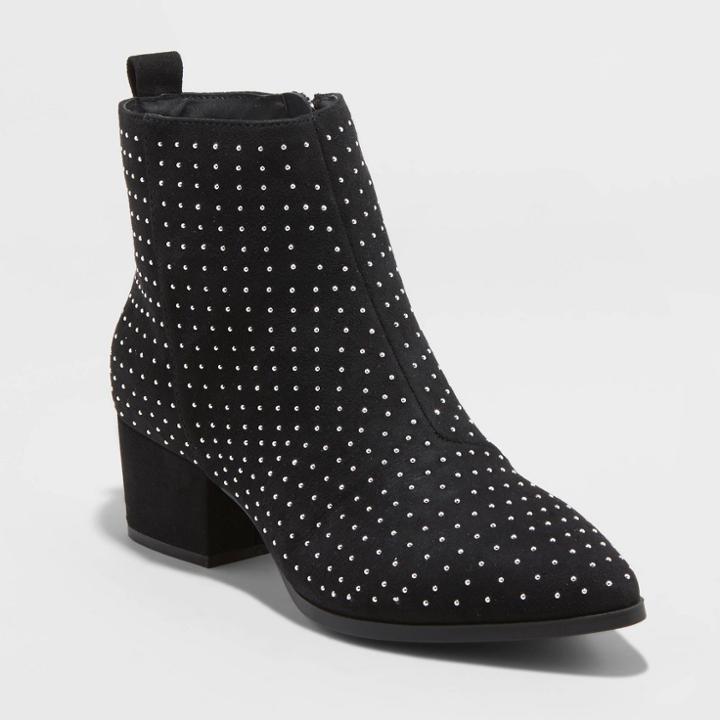 Women's Valerie Microsuede City Ankle Bootie - A New Day Vintage Black