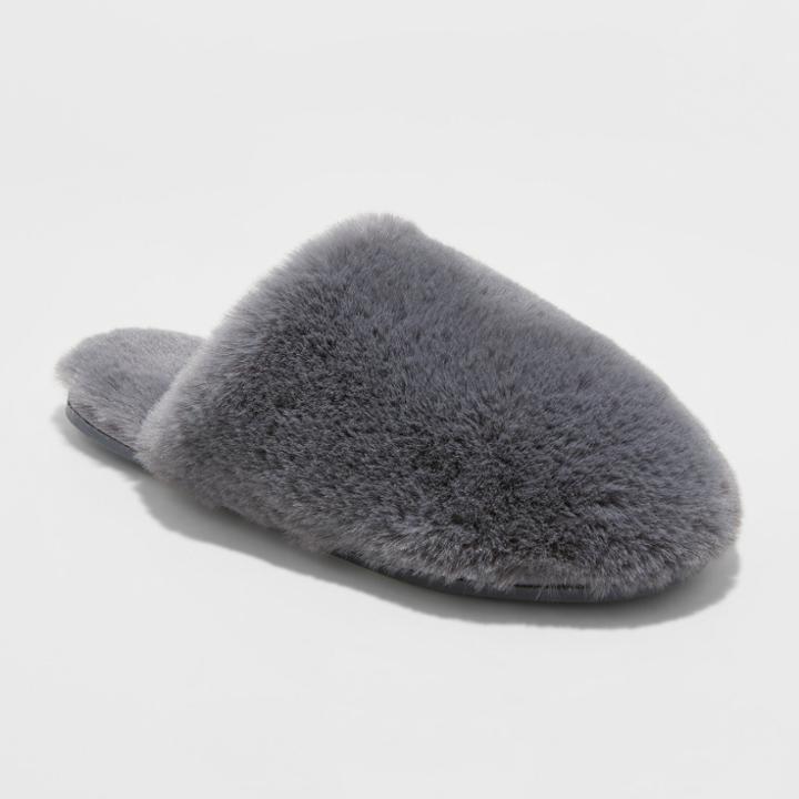 Women's Khloe Faux Fur Scuff - Xhilaration Grey