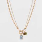 Semi-precious Tiger's Eye With Checkerboard Chain Necklace - Universal Thread Gold