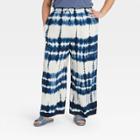 Women's Plus Size Tie-dye Wide Leg Pull-on Pants - Knox Rose Blue