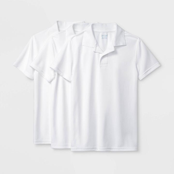 Boys' 3pk Short Sleeve Performance Uniform Polo Shirt - Cat & Jack True White