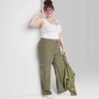 Women's Plus Size Low-rise Straight Leg Cargo Pants - Wild Fable Olive Green