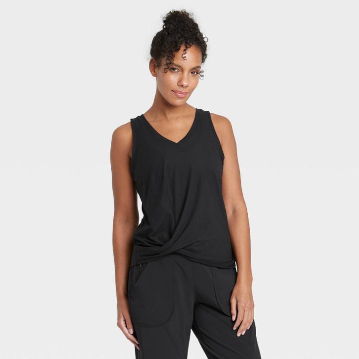 Women's Twist-front Ribbed Tank Top - All In Motion Black