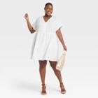 Women's Plus Size Short Sleeve Shirtdress - Universal Thread White