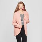 Women's Pointelle Chenille Cocoon Cardigans - A New Day Pink
