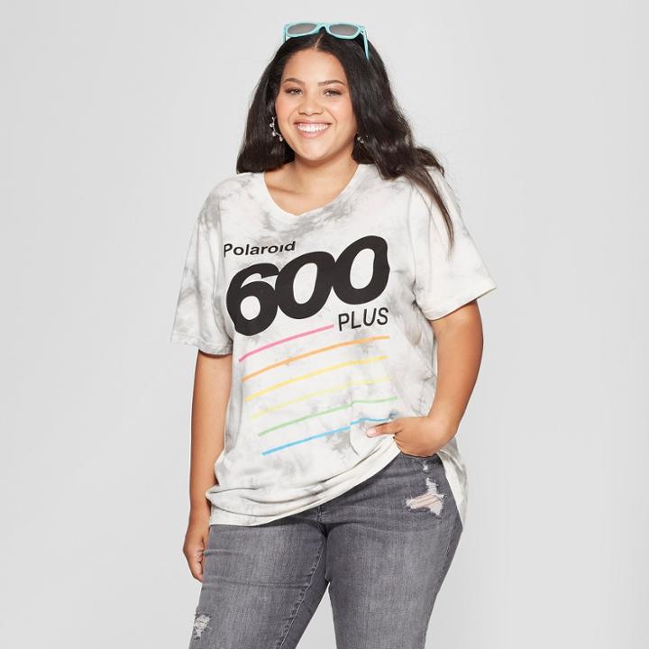 Women's Polaroid Plus Size Short Sleeve Graphic T-shirt (juniors') Cream/gray