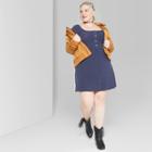 Women's Plus Size Long Sleeve Button Front Knit Dress - Wild Fable