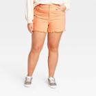 Women's Plus Size High-rise Midi Jean Shorts - Universal Thread Orange