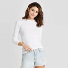 Women's Slim Fit Long Sleeve Crewneck Rib T-shirt - Universal Thread White