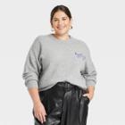 Women's Plus Size Crewneck Slogan Sweater - A New Day Heather Gray