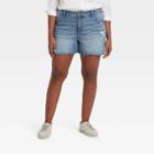 Women's Plus Size Demin Jean Shorts - Ava & Viv Medium Wash 14w,