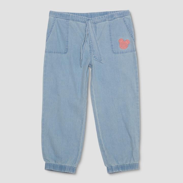 Junk Food Girls' Mickey Mouse Front Tie Jogger Pants - Blue
