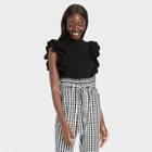 Women's Crewneck Short Sleeve Pullover Sweater - Who What Wear Jet Black