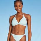 Juniors' Triangle Bikini Top - Xhilaration Mint Green Check D/dd Cup