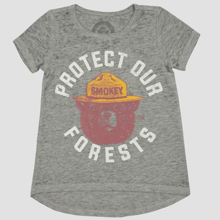 Toddler Girls' Short Sleeve Gray Smokey Bear T-shirt