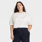 Women's Plus Size Balloon Short Sleeve Top - A New Day Cream