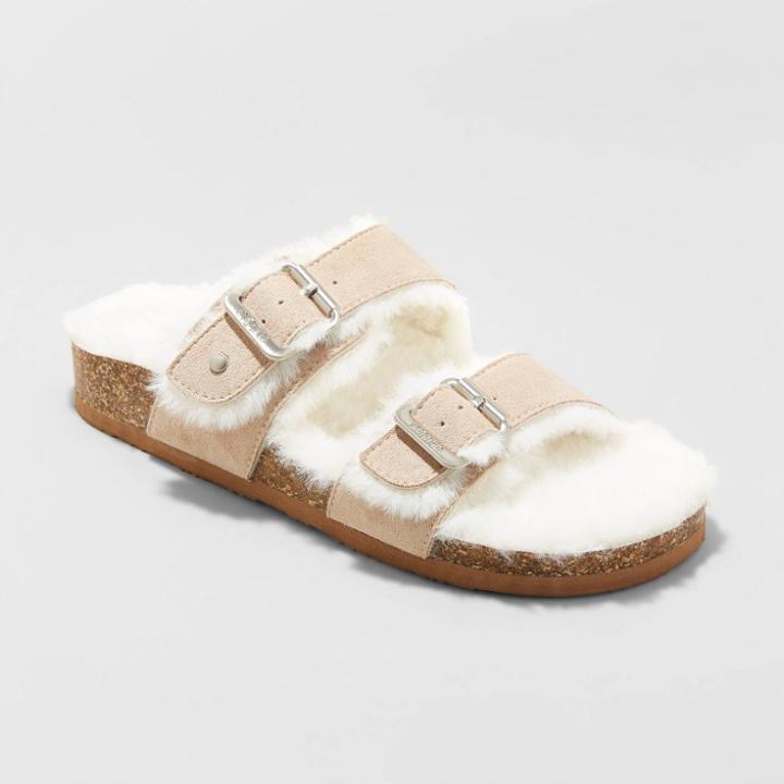 Women's Mad Love Keava Faux Fur Lined Footbed Sandals - Taupe