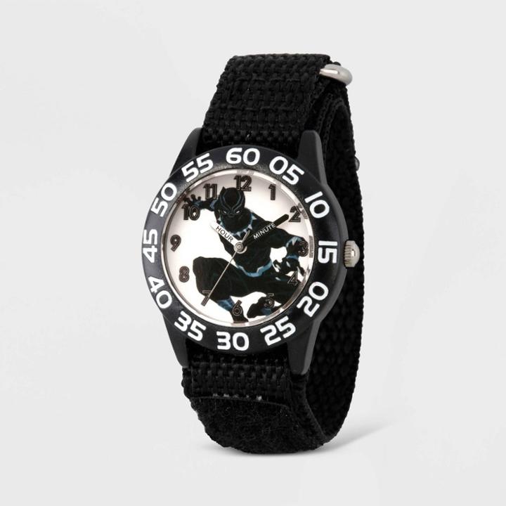 Kids' Marvel Black Panther Plastic Time Teacher Watch - Black