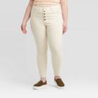Women's Plus Size High-rise Button Fly Skinny Jeans - Universal Thread Cream 14w, Women's, Beige