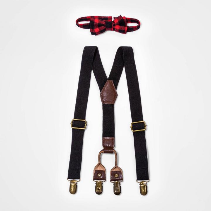 Toddler Boys' Suspender Set - Cat & Jack Black