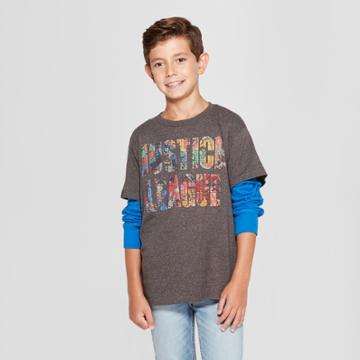 Boys' Justice League Short Sleeve Graphic T-shirt - Charcoal Heather