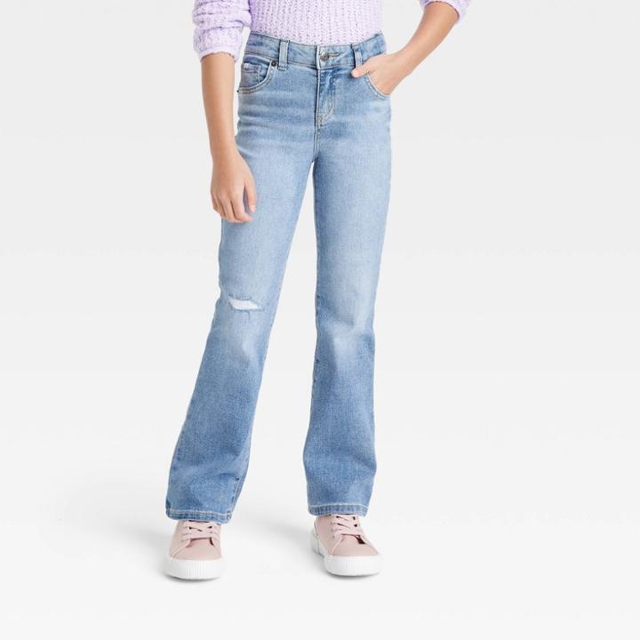 Girls' High-rise Flare Jeans - Cat & Jack Dark Wash