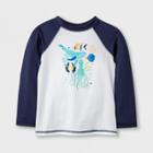 Toddler Boys' Long Sleeve Sea Creatures Raglan Rash Guard - Cat & Jack Navy 4t, Boy's, Blue