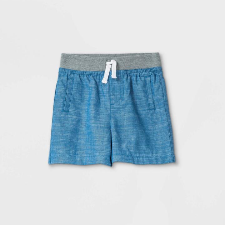 Baby Boys' Chambray Woven Shorts Pull-on Pants - Cat & Jack Blue