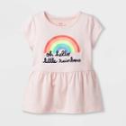 Petitebaby Girls' Short Sleeve Rainbow Peplum Top - Cat & Jack Pink Newborn, Girl's