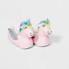 Girls' Unicorn Bootie Slippers - Cat & Jack Pink M,