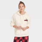 Zoe+liv Women's Holiday Flannel Truck Hooded Graphic Sweatshirt - Ivory