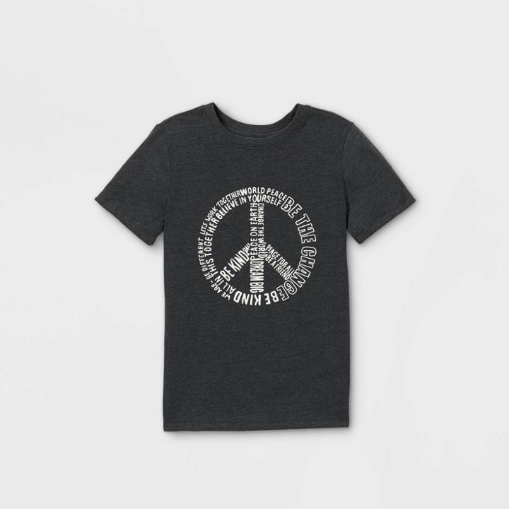 Boys' Short Sleeve Peace Sign Graphic T-shirt - Cat & Jack Black